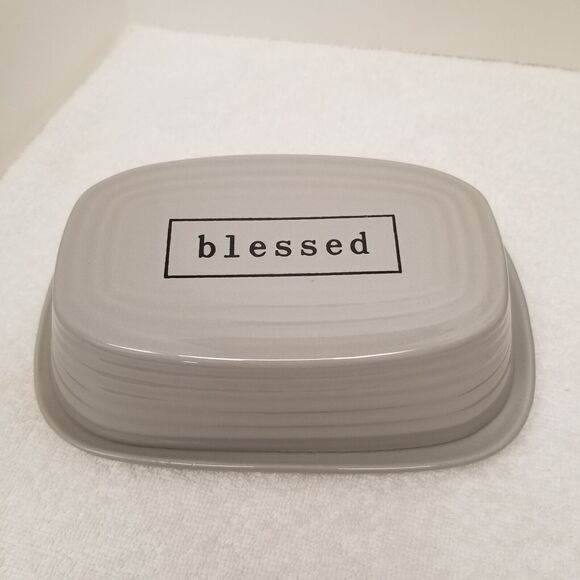 The Pottery People butter dish Blessed dishwasher safe micro safe 7.5" X 2"high - Picture 14 of 16
